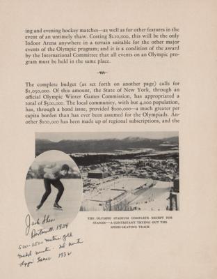 Lot #6035 Lake Placid 1932 Winter Olympics Booklet Signed by Jack Shea - Image 1