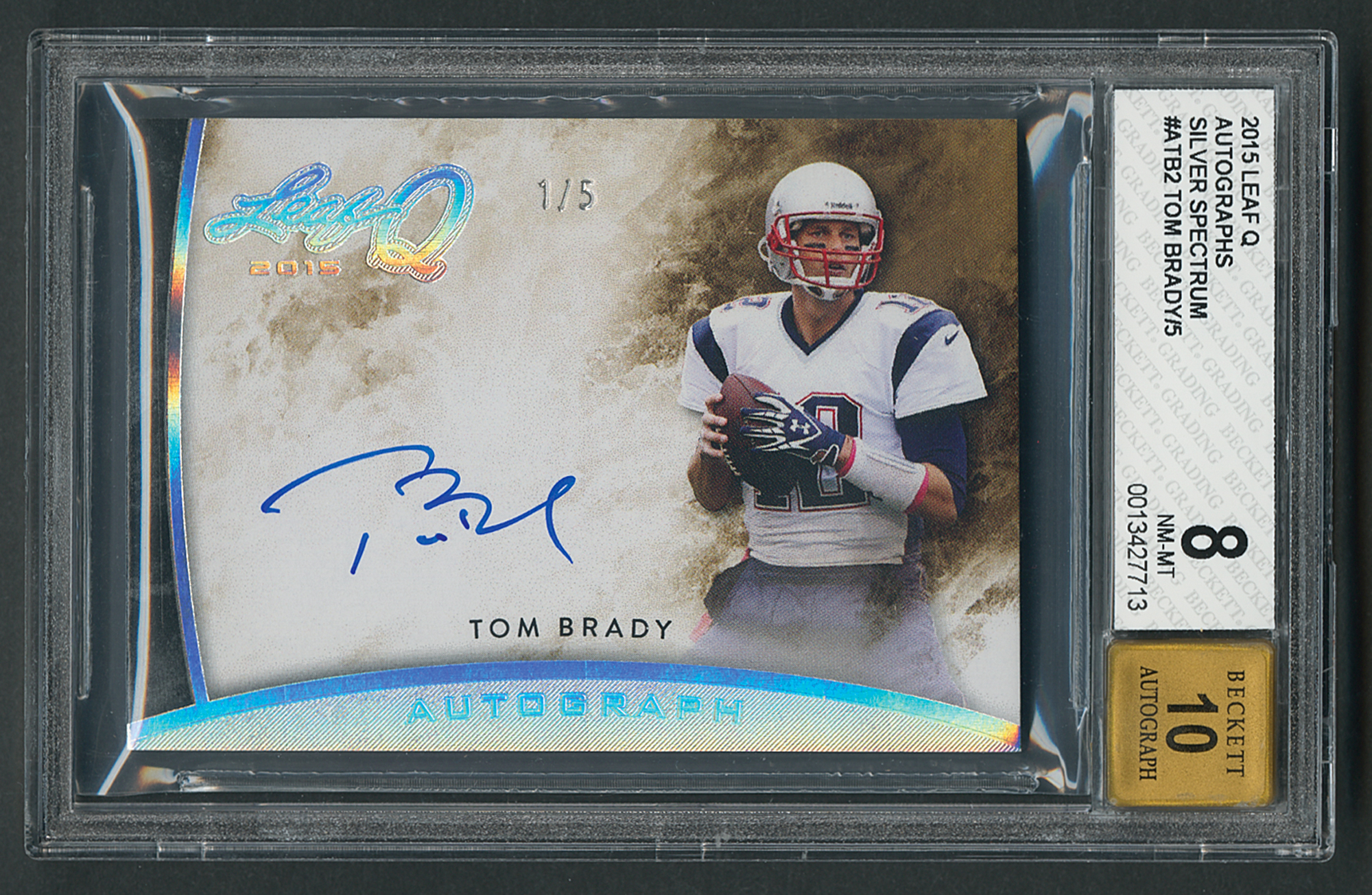 2015 Leaf Q Silver Spectrum Tom Brady Autograph (1/5) BGS NM-MT 8/10