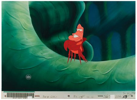 Lot #444 Sebastian production cel from The Little Mermaid Production Cel - Image 1