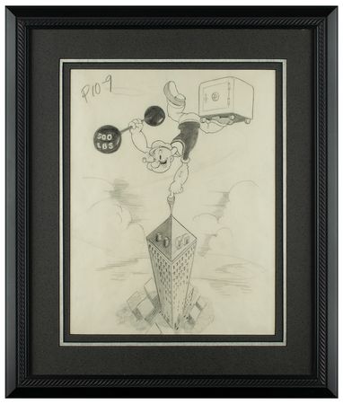 Lot #440 Popeye production poster art drawing from Doing Impossikible Stunts - Image 2