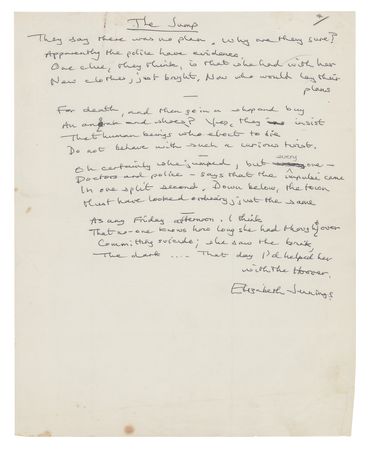 Lot #486 Elizabeth Jennings Autograph Manuscript Signed - Image 2