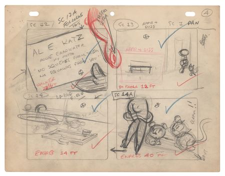 Lot #439 Complete production storyboard for the Betty Boop and Pudgy the Pup short film Pudgy the Watchman Complete Storyboard - Image 2