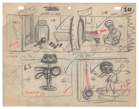 Lot #439 Complete production storyboard for the Betty Boop and Pudgy the Pup short film Pudgy the Watchman Complete Storyboard - Image 4