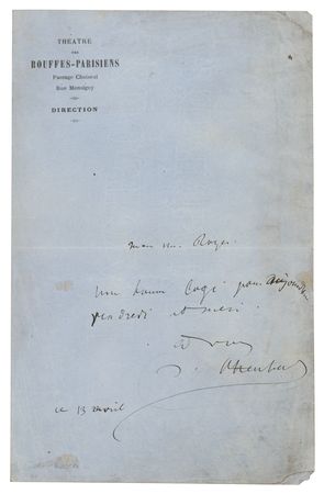 Lot #555 Jacques Offenbach Autograph Letter Signed - Image 1