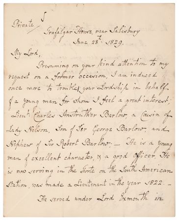 Lot #316 William Nelson, 1st Earl Nelson Autograph Letter Signed - Image 1