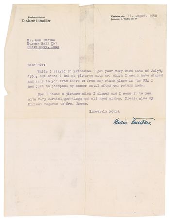 Lot #177 Martin Niemoller (3) Signed Items - Image 2