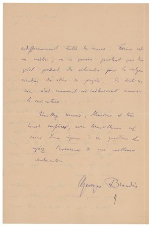 Lot #471 Georg Brandes Autograph Letter Signed - Image 2
