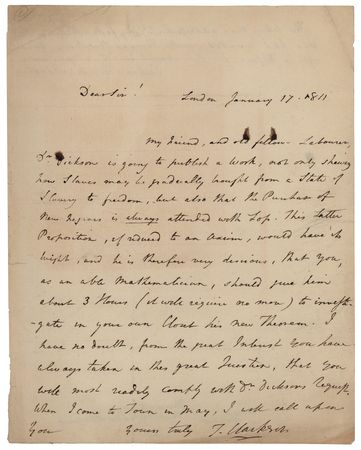Lot #89 Thomas Clarkson Autograph Letter Signed - Image 1