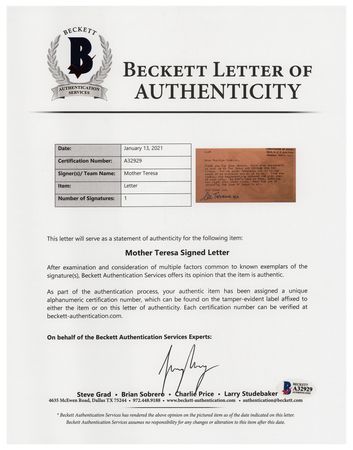Lot #170 Mother Teresa Typed Letter Signed - Image 4