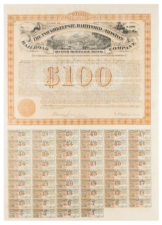 Lot #256 Poughkeepsie, Hartford and Boston Railroad Company Mortgage Bond - Image 1