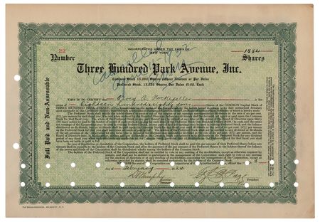 Lot #207 Percy A. Rockefeller Signed Stock Certificate - Image 1