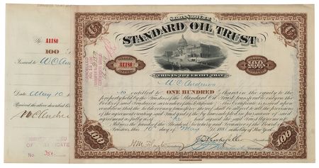 Lot #10 John D. Rockefeller and Henry M. Flagler Signed Stock Certificate - Image 1