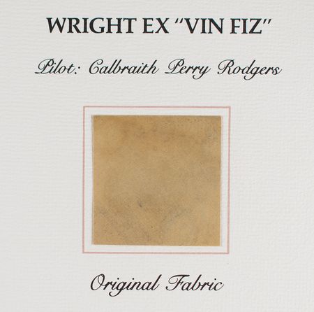 Lot #347 Wright Brothers Vin Fiz Fabric Swatch Flown Fabric - Image 2