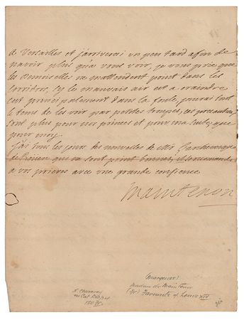 Lot #43 King Louis XIV: Madame de Maintenon Letter Signed - Image 2