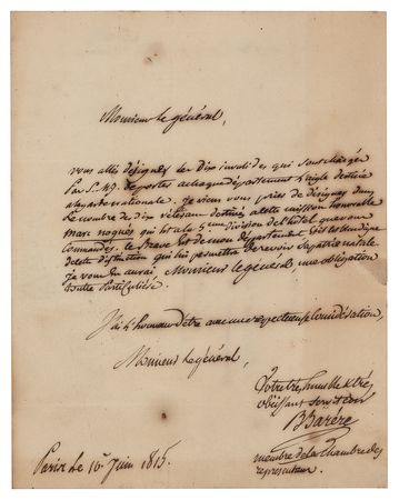 Lot #64 Bertrand Barere de Vieuzac Autograph Letter Signed - Image 1