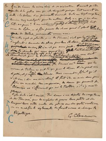 Lot #90 Georges Clemenceau Autograph Manuscript Signed - Image 2