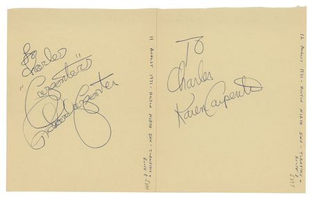 Lot #657 Karen and Richard Carpenter Signatures
