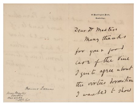 Lot #104 Francis Darwin Autograph Letter Signed - Image 2