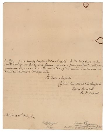 Lot #83 Catherine the Great: Christian August and Joanna Elisabeth of Anhalt-Zerbst (2) Autograph Letters Signed - Image 1
