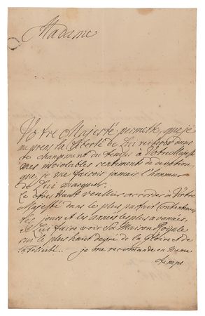 Lot #83 Catherine the Great: Christian August and Joanna Elisabeth of Anhalt-Zerbst (2) Autograph Letters Signed - Image 3