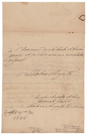 Lot #83 Catherine the Great: Christian August and Joanna Elisabeth of Anhalt-Zerbst (2) Autograph Letters Signed - Image 4