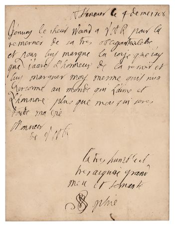 Lot #50 Sophia of Hanover Autograph Letter Signed - Image 1