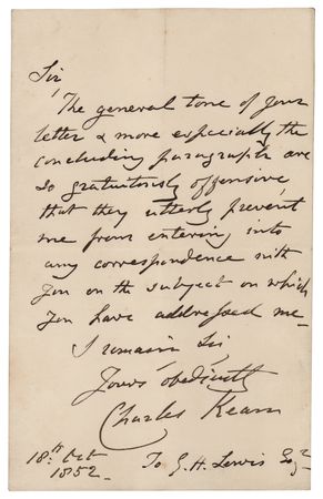 Lot #716 Charles Kean (2) Autograph Letters Signed - Image 1