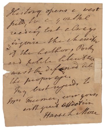 Lot #495 Hannah More Autograph Letter Signed - Image 3