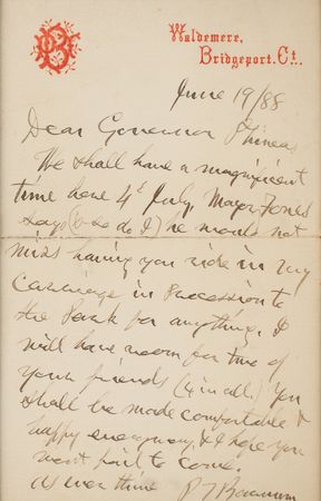 Lot #65 P. T. Barnum Autograph Letter Signed - Image 2
