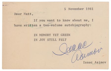 Lot #469 Isaac Asimov Typed Letter Signed - Image 1