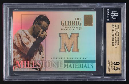 Lot #848 2002 Topps Tribute Milestone Materials Lou Gehrig Game-Used Bat BGS GEM MINT 9.5 - Image 1