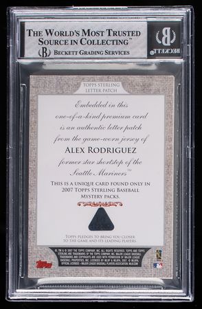 Lot #849 2007 Topps Sterling #191 Alex Rodriguez Game-Used Letter Patch (1/1) BGS NM-MT 8 Baseball Card - Image 2