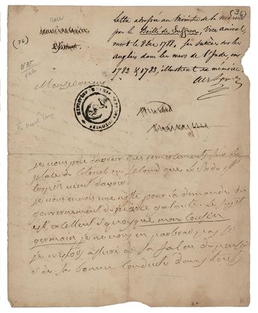 Lot #269 Pierre André de Suffren Autograph Letter Signed - Image 1