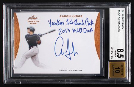 Lot #859 2015 Leaf Trinity Aaron Judge Autograph BGS NM-MT+ 8.5/10 - Image 1