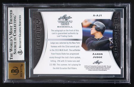 Lot #859 2015 Leaf Trinity Aaron Judge Autograph BGS NM-MT+ 8.5/10 - Image 2