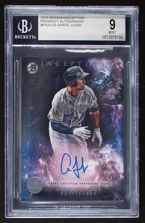 Lot #867 2016 Bowman Inception Prospect Aaron Judge Autograph BGS MINT 9/10 - Image 1