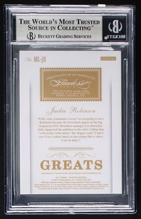 Lot #899 2017 Panini Flawless Material Greats Gold Jackie Robinson Jersey (10/10) BGS NM-MT+ 8.5 - Image 2