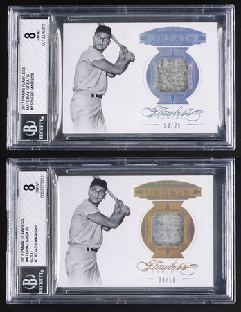 Lot #901 2017 Panini Flawless Material Greats Roger Maris Relic Cards (9/10 and 9/25) BGS NM-MT 8 Baseball Card - Image 1