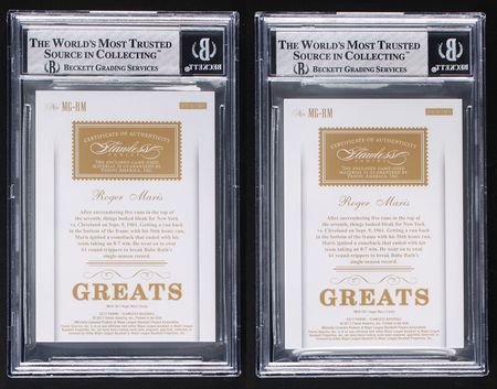 Lot #901 2017 Panini Flawless Material Greats Roger Maris Relic Cards (9/10 and 9/25) BGS NM-MT 8 Baseball Card - Image 2