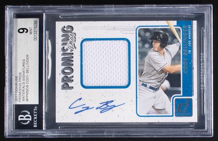 Lot #877 2017 Donruss Promising Pros Material Signatures Cody Bellinger Autograph/Jersey BGS MINT 9/10 - Image 1