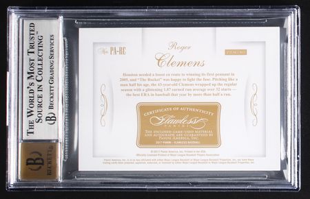 Lot #893 2017 Panini Flawless Emerald Roger Clemens Autograph/Patch (3/3) BGS NM-MT+ 8.5/10 Baseball Card - Image 2