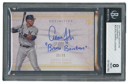 Lot #905 2017 Topps Definitive Aaron Judge Autograph (35/35) BGS NM-MT 8/10 Baseball Card - Image 1