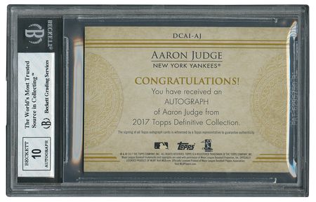 Lot #905 2017 Topps Definitive Aaron Judge Autograph (35/35) BGS NM-MT 8/10 Baseball Card - Image 2