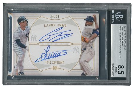 Lot #928 2019 Topps Definitive Dual Autographs Luis Severino/Gleyber Torres (34/35) BGS NM-MT+ 8.5/9 Baseball Card - Image 1