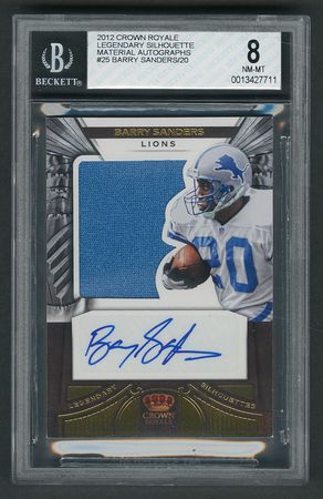 Lot #1001 2012 Crown Royale Legendary Silhouette Barry Sanders Autograph/Relic (9/20) BGS NM-MT 8/10 Football Card - Image 1