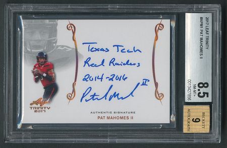 Lot #1030 2017 Leaf Trinity Pat Mahomes Autograph