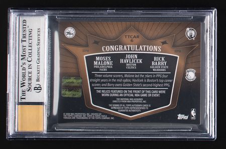 Lot #966 2007-08 Topps Triple Threads Malone/Havlicek/Barry Autograph/Relic (1/3) BGS MINT 9/9 Basketball Card - Image 2