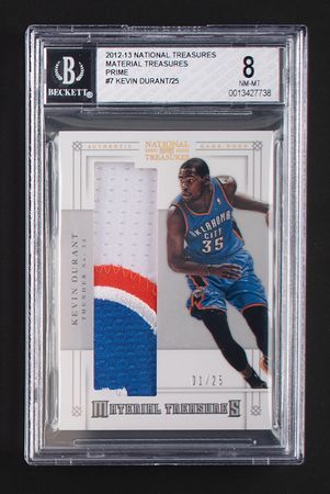 Lot #967 2012-13 National Treasures Material Treasures Kevin Durant Patch (1/25) BGS NM-MT 8 Basketball Card - Image 1