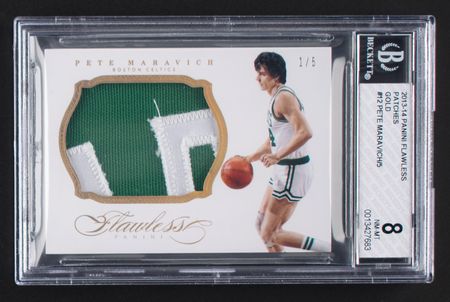 Lot #970 2013-14 Panini Flawless Gold Pete Maravich Patch (1/5) BGS NM-MT 8 Basketball Card - Image 1