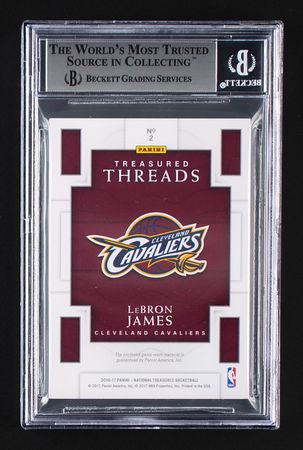 Lot #972 2016-17 National Treasures Treasured Threads Lebron James Patch (3/25) BGS MINT 9 Basketball Card - Image 2